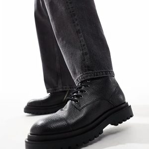 Sully toe-cap boot in black grain leather