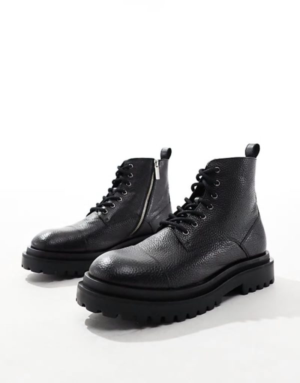Sully toe-cap boot in black grain leather - Image 2