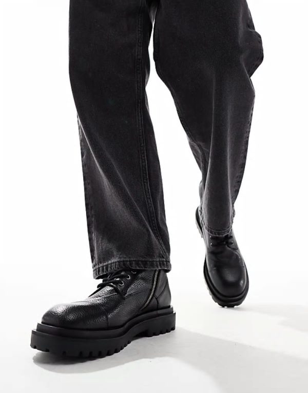Sully toe-cap boot in black grain leather - Image 3