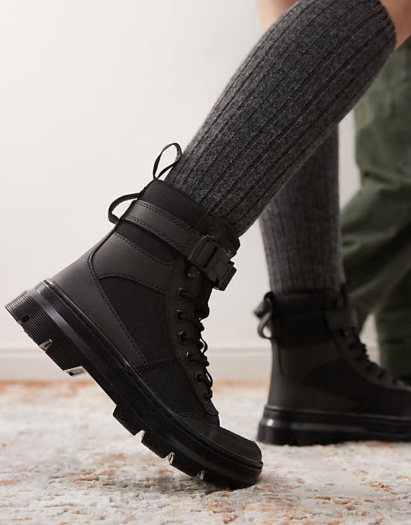 unisex Combs tech 8 tie boots in black - Image 2