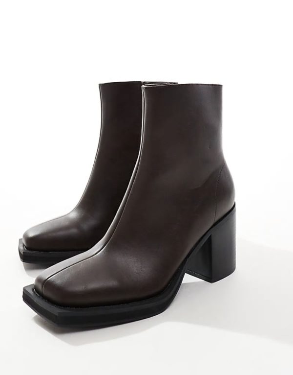 heeled chelsea boots with angled toe in brown - Image 2