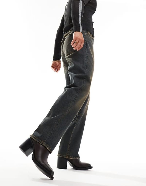 heeled chelsea boots with angled toe in brown - Image 3