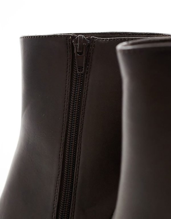 heeled chelsea boots with angled toe in brown - Image 4