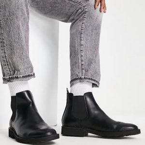 talan leather chelsea boot in black