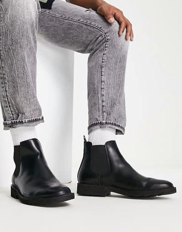 talan leather chelsea boot in black
