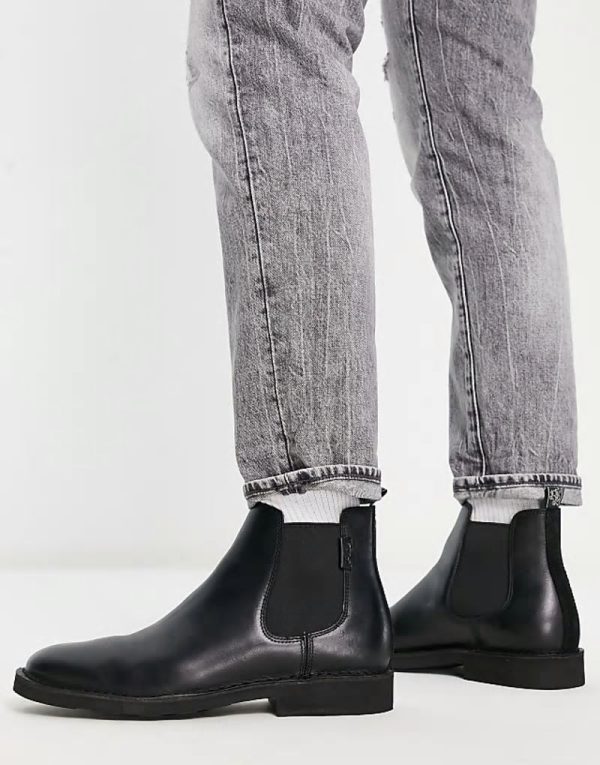 talan leather chelsea boot in black - Image 2