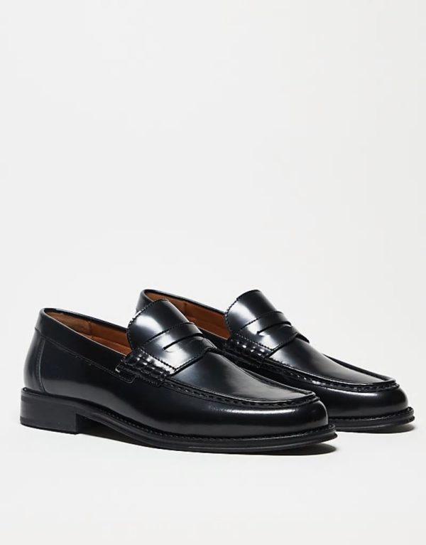 penny loafers in black leather - Image 3