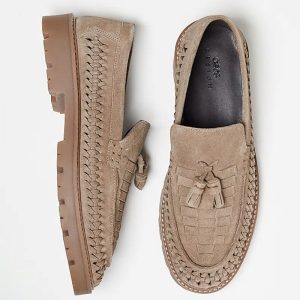 fisherman loafers in beige suede