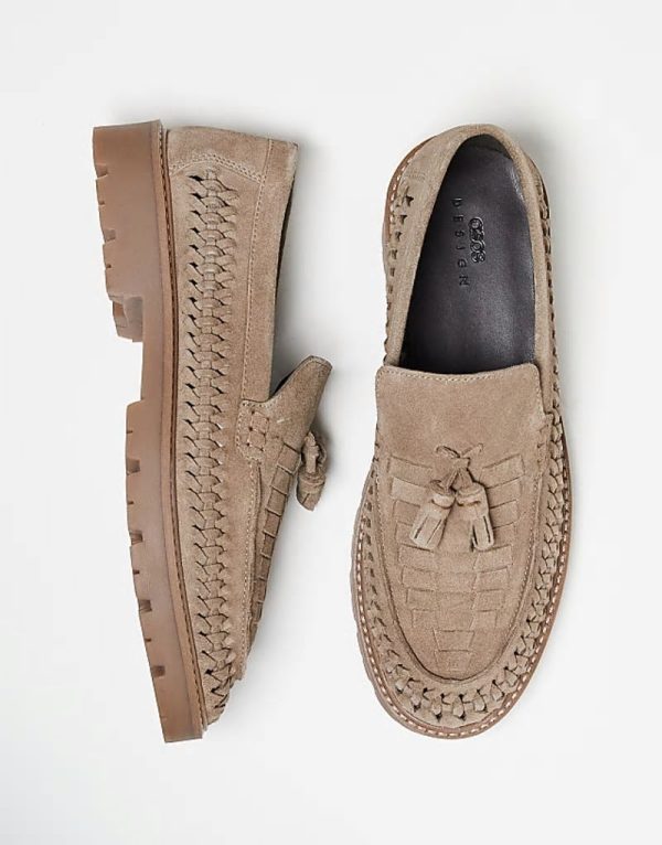 fisherman loafers in beige suede