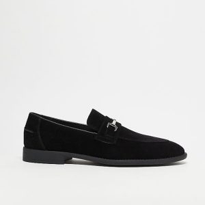 snaffle detail loafers in black