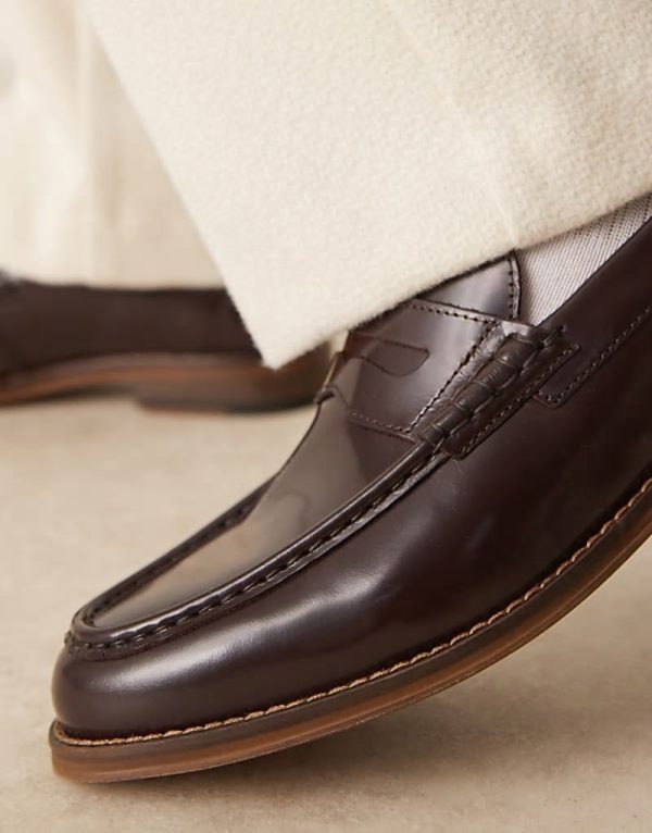 penny loafers in burgundy leather - Image 3
