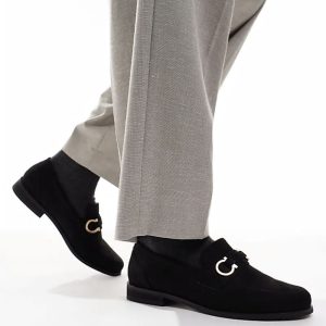 Hero trim loafers in black faux suede
