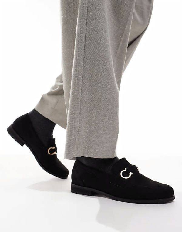 Hero trim loafers in black faux suede