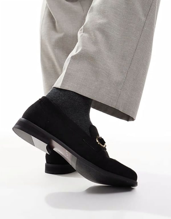 Hero trim loafers in black faux suede - Image 2