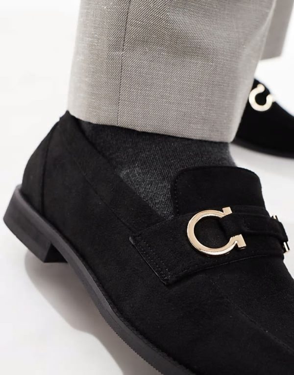 Hero trim loafers in black faux suede - Image 3