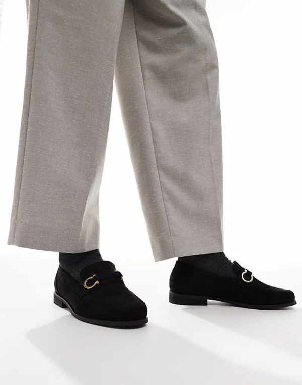 Hero trim loafers in black faux suede - Image 4
