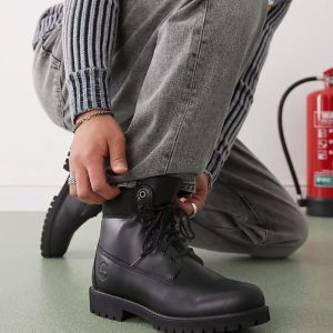premium 6 inch boots in black leather