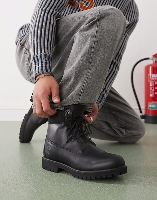 premium 6 inch boots in black leather