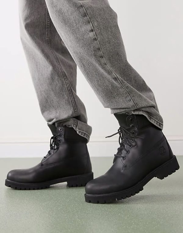 premium 6 inch boots in black leather - Image 3