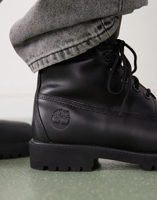 premium 6 inch boots in black leather - Image 4