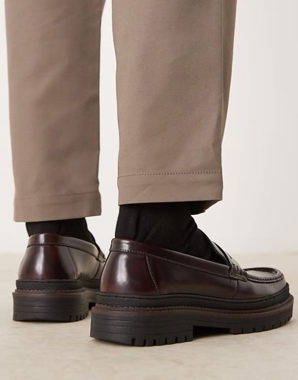loafers in burgundy leather with chunky sole - Image 2
