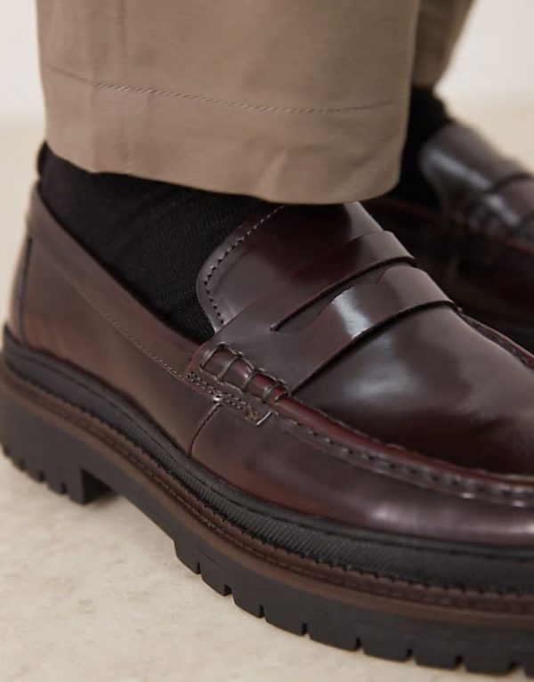 loafers in burgundy leather with chunky sole - Image 4