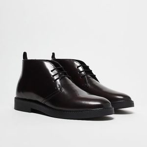 lace up chukka boots in burgundy polido leather