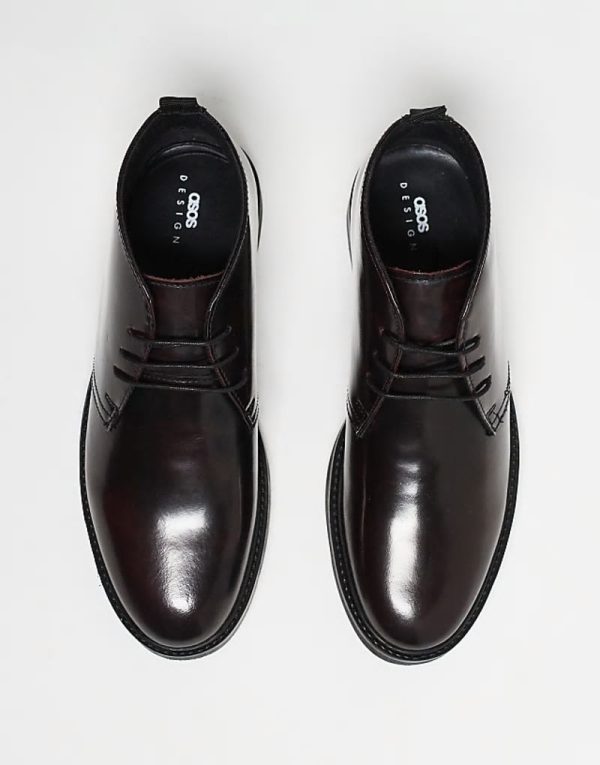 lace up chukka boots in burgundy polido leather - Image 3