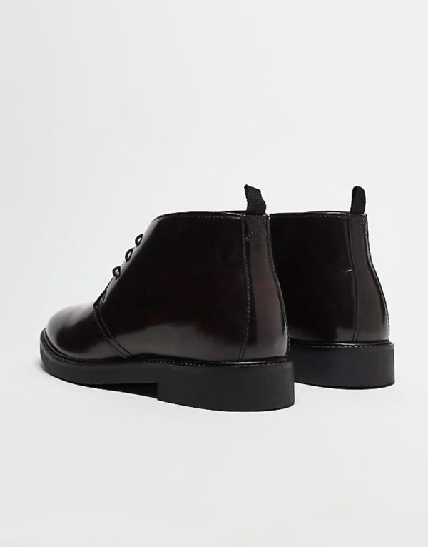 lace up chukka boots in burgundy polido leather - Image 4