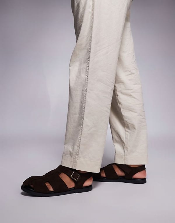 closed fisherman sandals in brown suede - Image 2