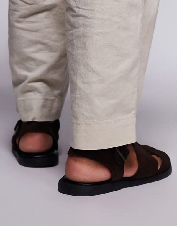 closed fisherman sandals in brown suede - Image 4