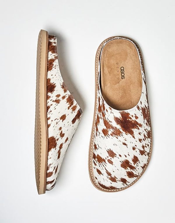 mule clog sandals in faux giraffe hair - Image 2
