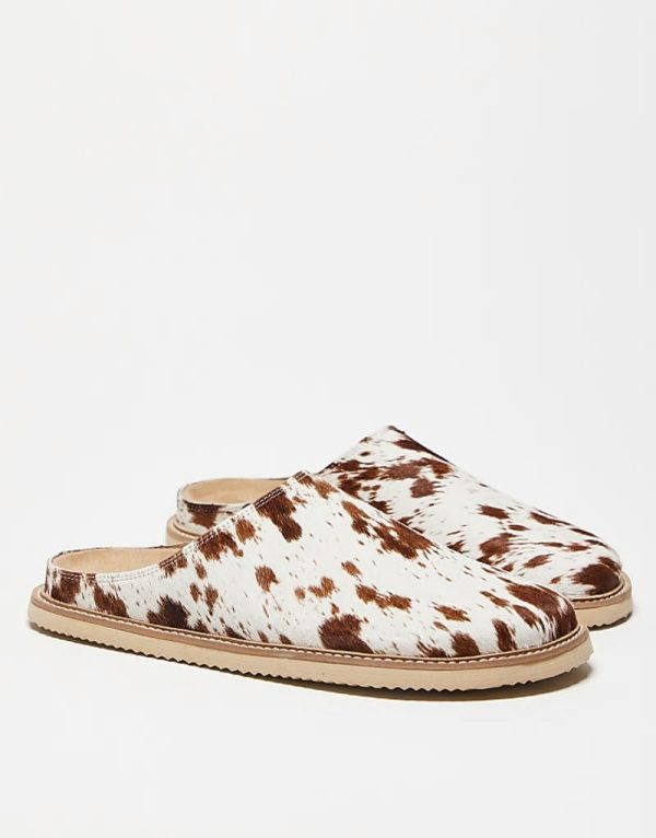 mule clog sandals in faux giraffe hair - Image 3
