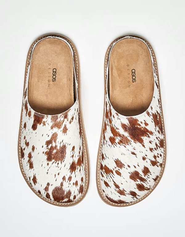 mule clog sandals in faux giraffe hair - Image 4