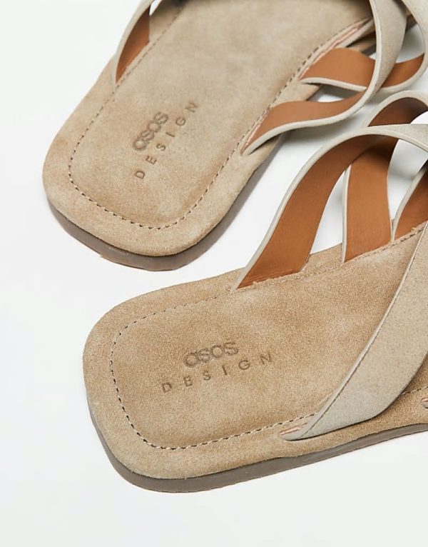 strappy sandals in stone suede - Image 2