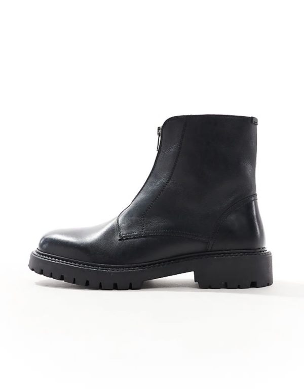 boots in black leather with zip - Image 2